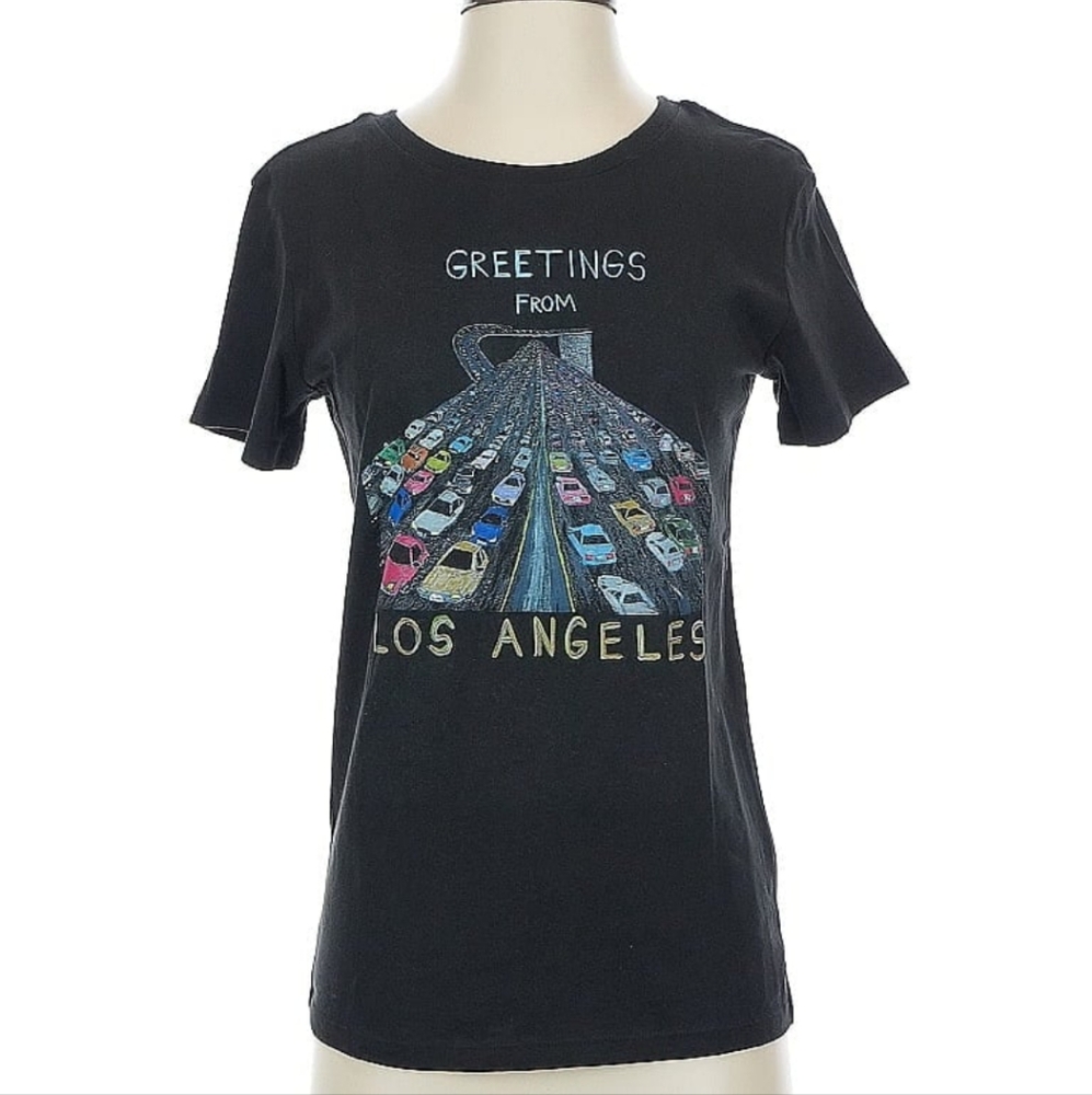 Unfortunate Portrait Greetings From Los Angeles LA Traffic Graphic Tee S